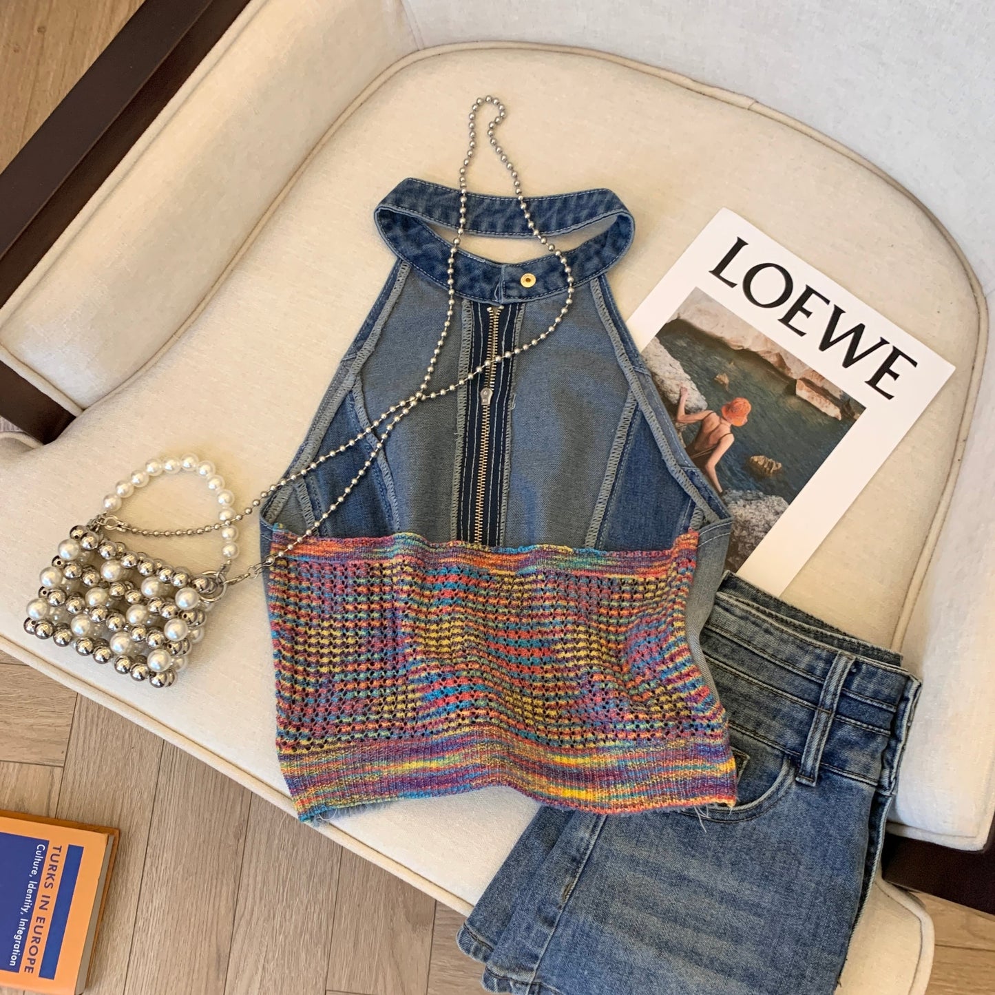 【tops】ファスナーデニムキャミソールG20350