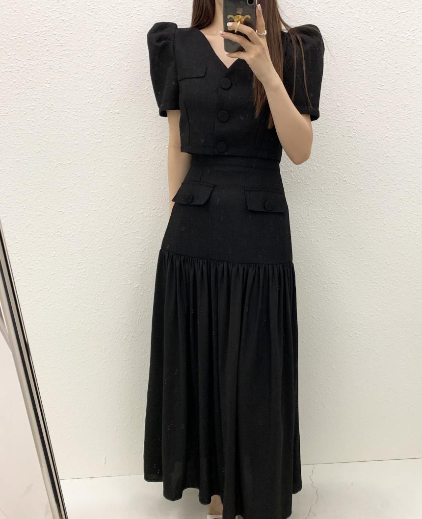 【set】パフスリーブトップス×切り替えスカートセット　M24742