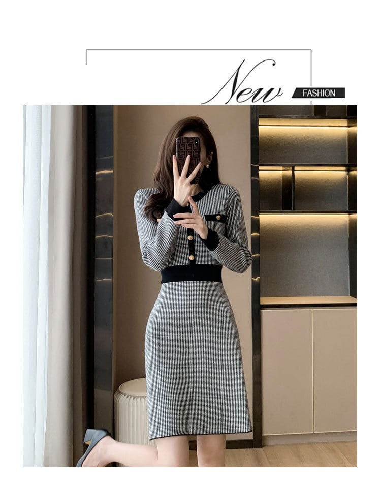 【dress】千鳥格子ワンピース　M25487