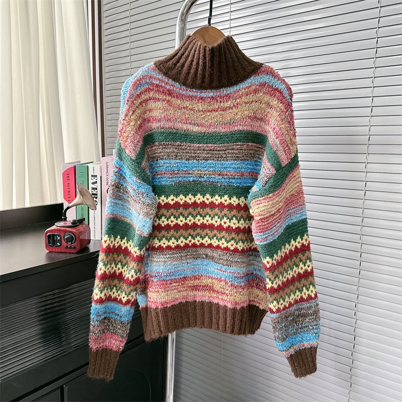 【tops】ボーダー柄ニットセーター　M27904
