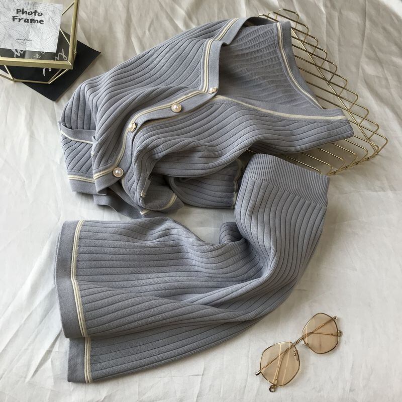 【set】気質満点オシャレニットトップス+スカートファッション２点セット G3090