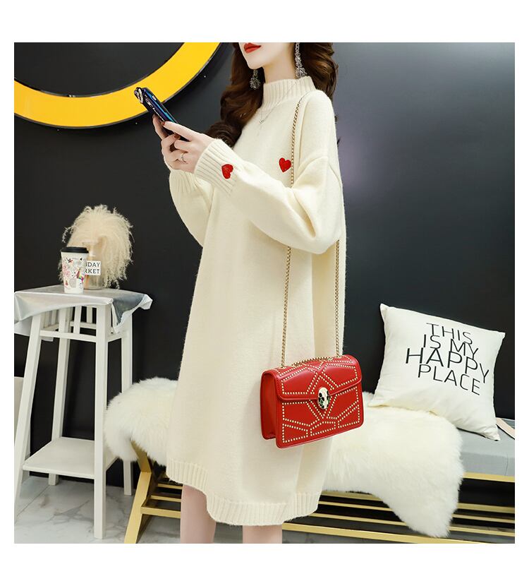 【dress】人気集中アイテム!気質満点スウィートシンプルゆったりニットワンピース G2655