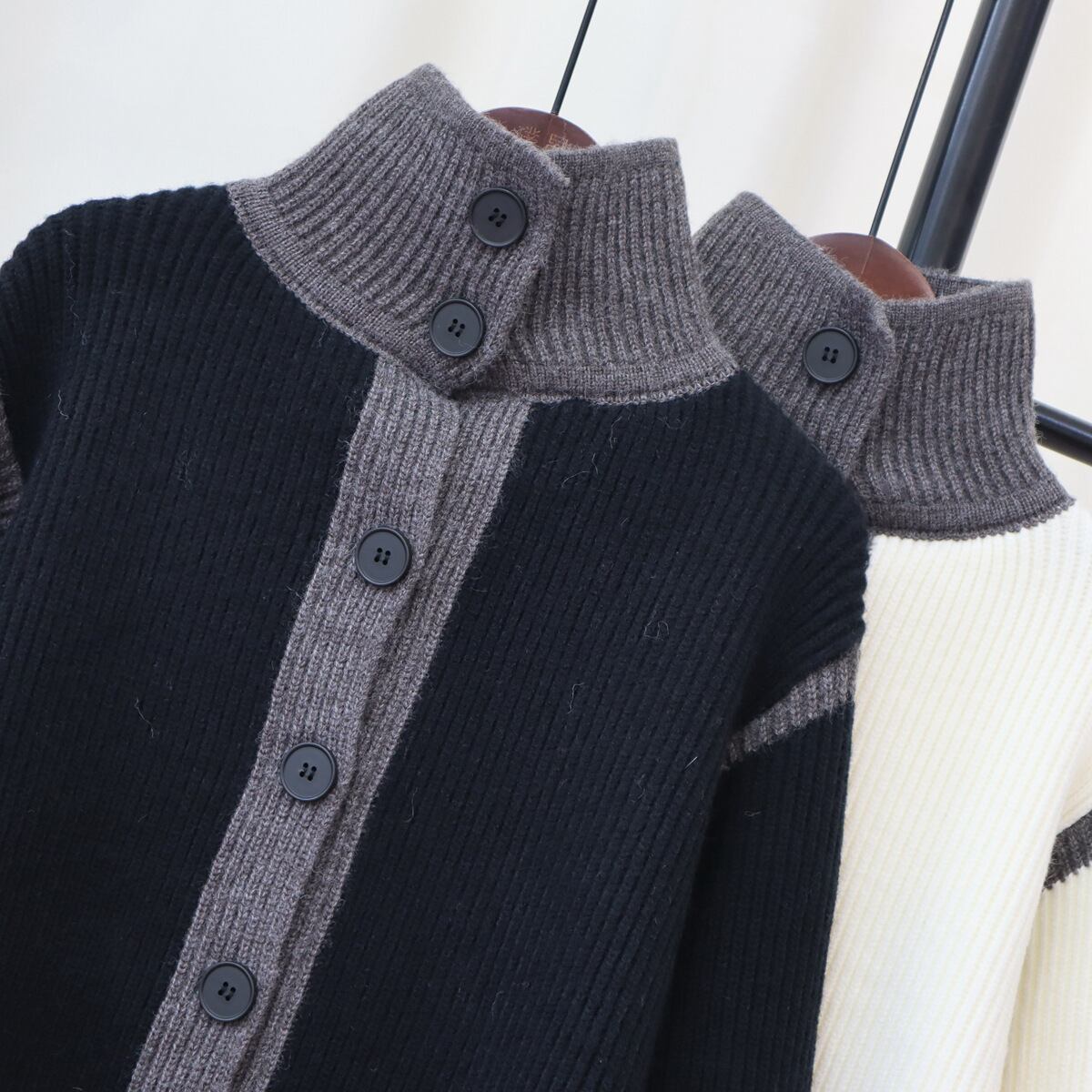 【outer】配色ニットカーデ　M18613