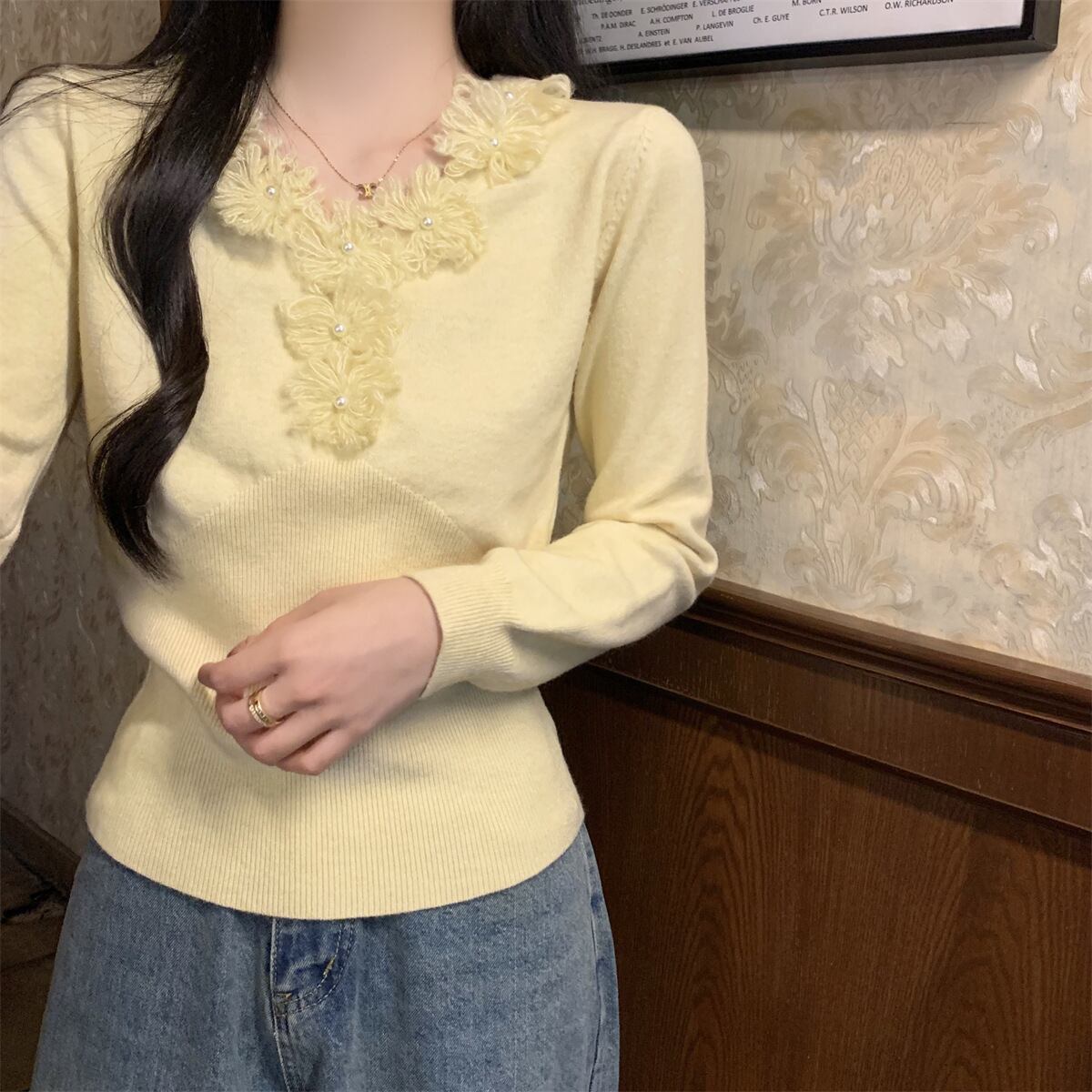 【tops】立体フラワーニットトップス　M28671