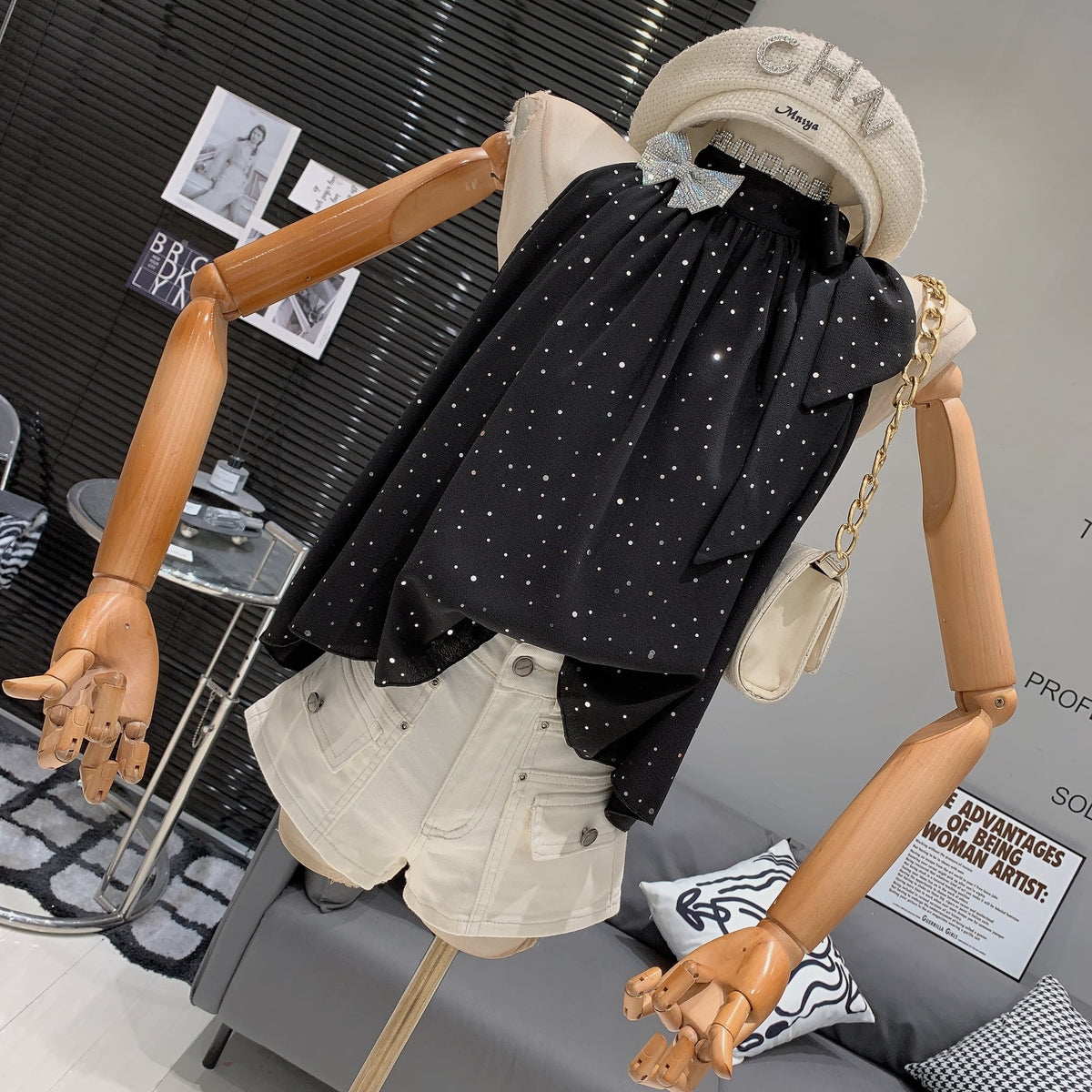 【tops】ノースリーブリボン付きトップス　M24982