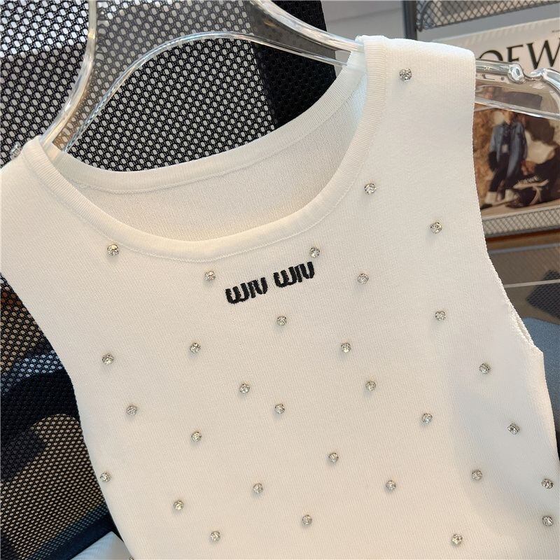 【dress】今季マストバイ夏新作2色ラウンドネックノースリーブニット無地ワンピースF5365