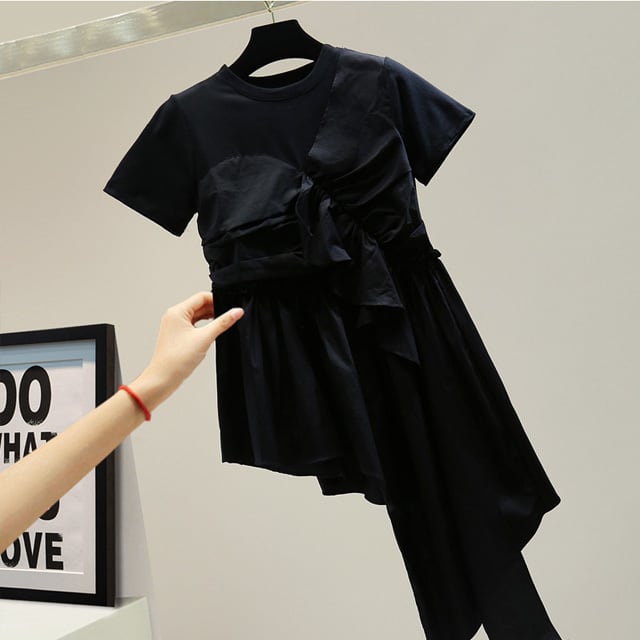 【tops】2色半袖イレギュラーＴシャツF7324