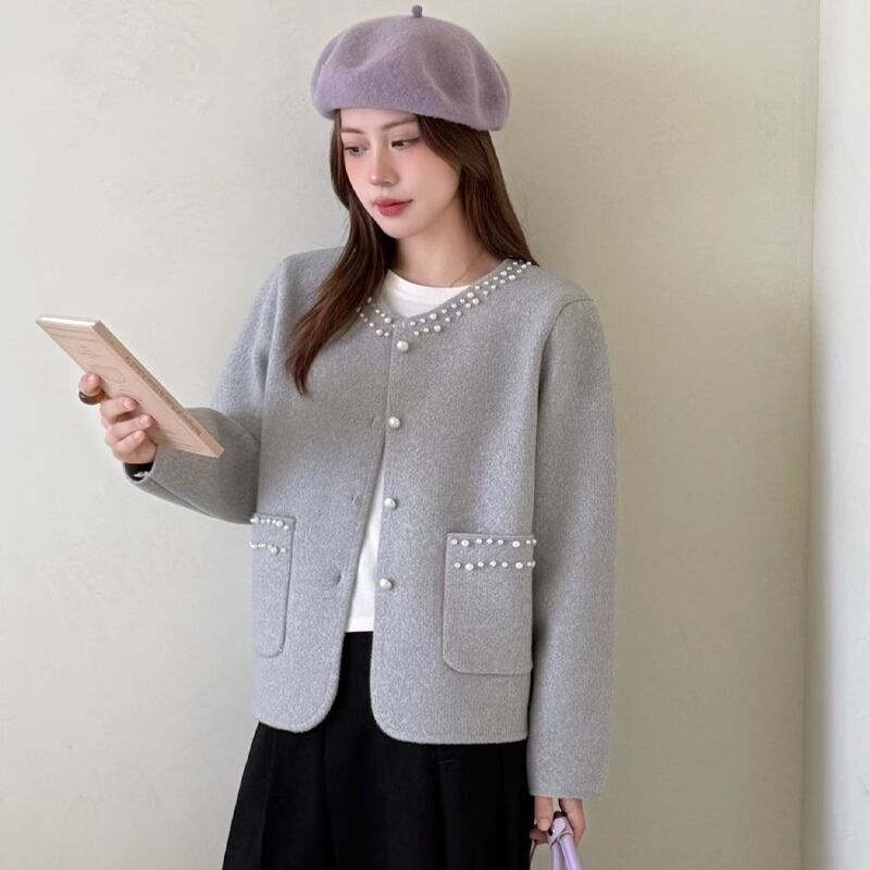 【outer】パール付きコート Q7012