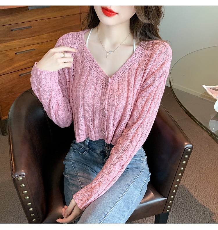【outer】カットワークニットカーデ　M29379
