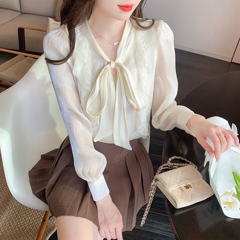 【tops】リボン付きシャツトップス　M29094