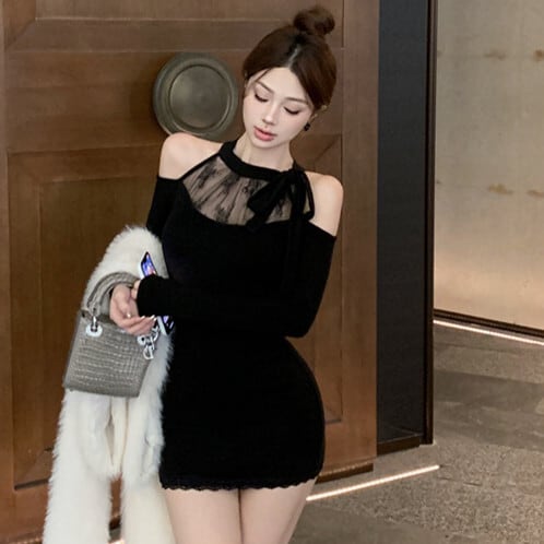 【dress】レースドッキングワンピース　M28189