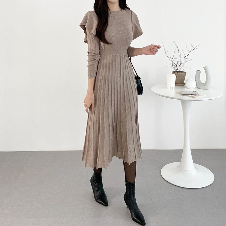 【dress】フリルニットワンピース　M26191