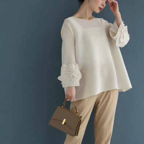 【tops】袖パールトップス　M30189