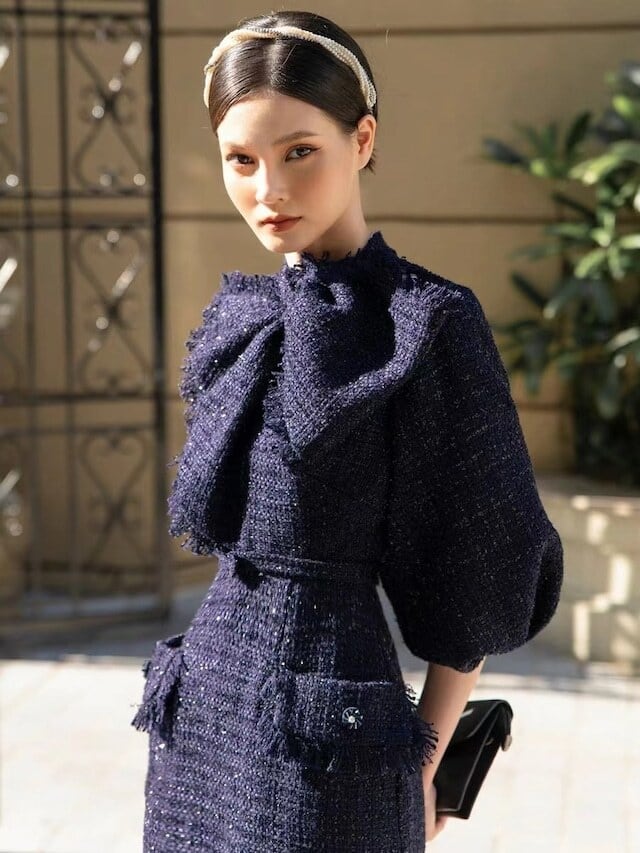 【dress】フレアスリーブレース切替ワンピースF7041