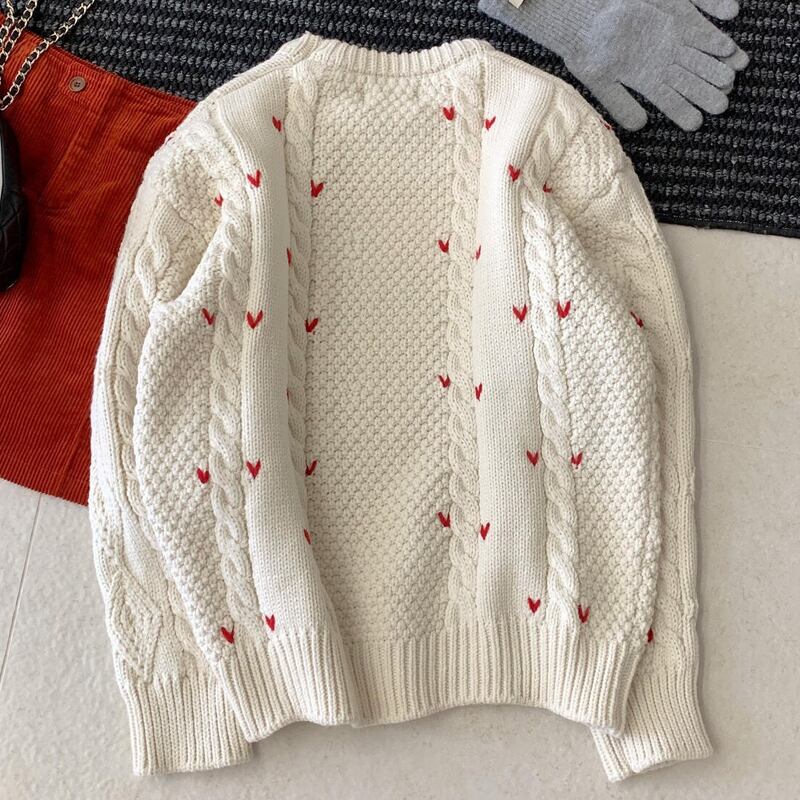 【tops】ハート柄ニットトップス Q7690