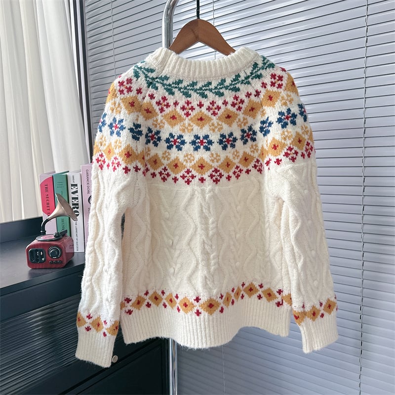 【tops】ジャカードニットセーター　M28318