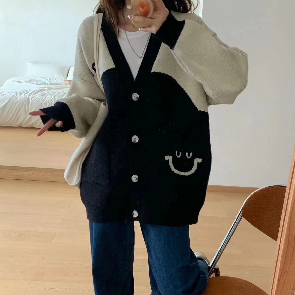 【outer】Vネックニットカーデ　M26299