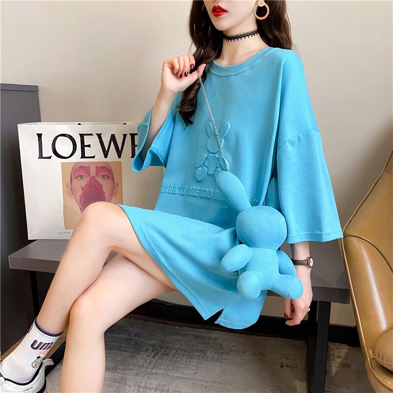 【tops】清新合わせやすい3色ラウンドネック半袖着回しゆったりTシャツF0311