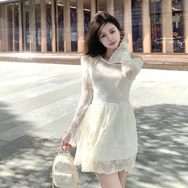 【dress】レース切り替えワンピース　M29873