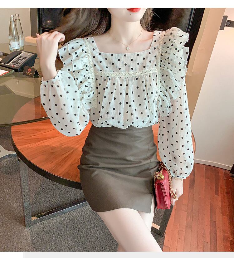 【tops】ドット柄シャツトップス　M28606
