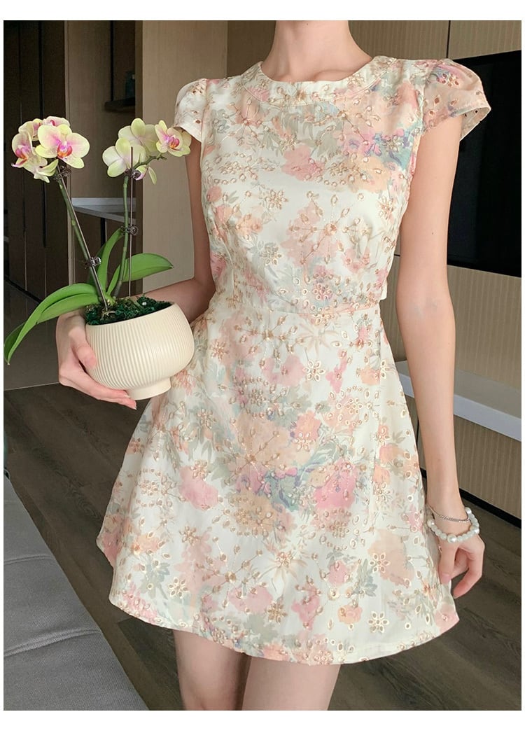 【dress】バックカットワークワンピース　M24054