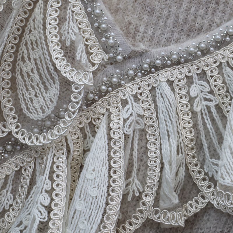 【tops】レース切り替えニットセーター　M26086