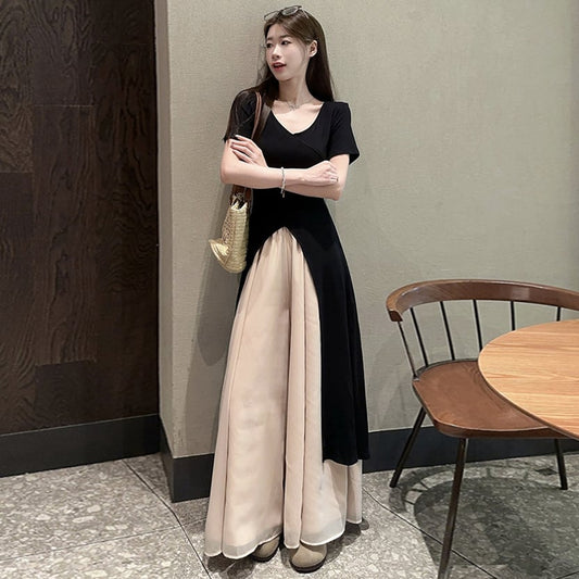 【set】VネックスリットTシャツ+ガウチョパンツ２点セットG21531