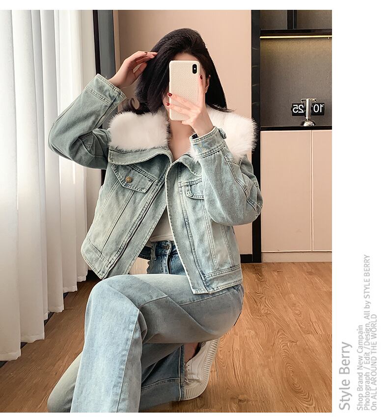 【outer】裹起毛ファーデニムジャケット　M27803