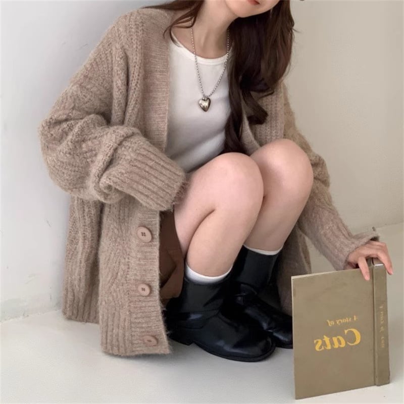 【outer】Vネックニットカーディガン Q7151