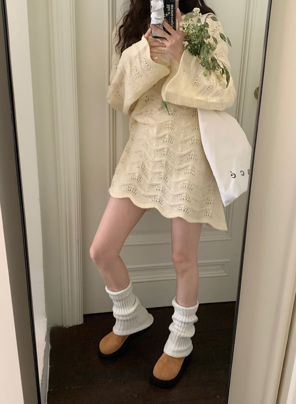 【dress】カットワークニットワンピース　M25591