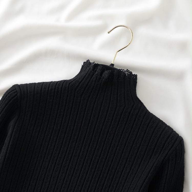 【tops】レース切り替えニットトップス　M28663