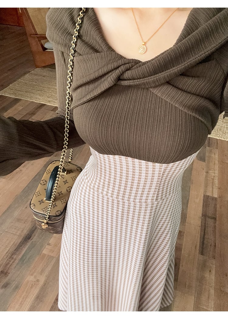 【dress】ツイストクロスドッキングワンピース 　N3398