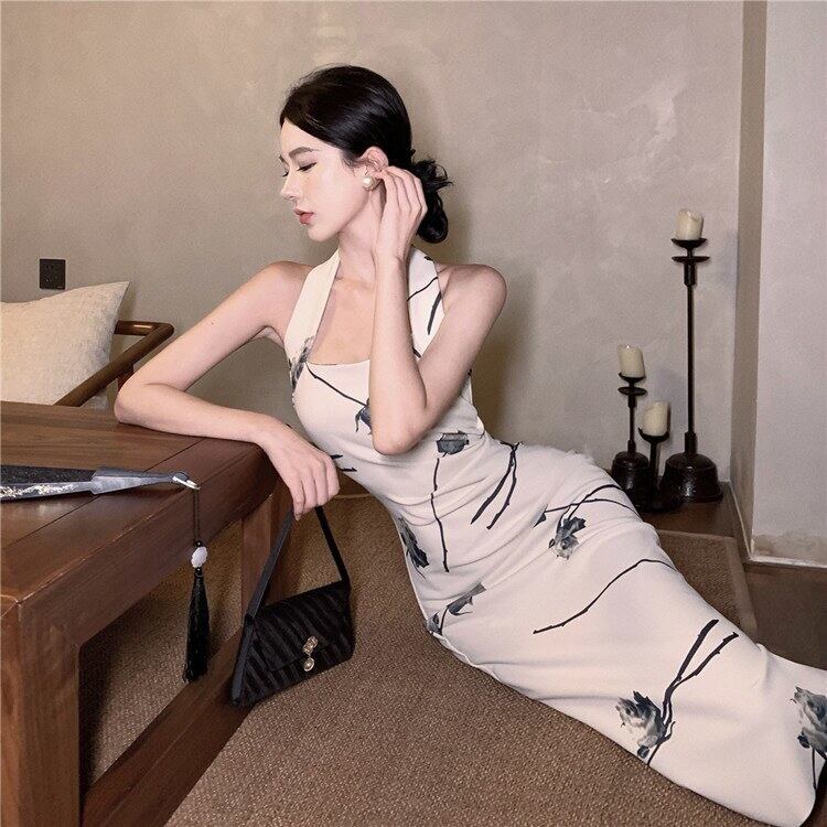 【dress】ホルターネック体型カバーワンピース G21103