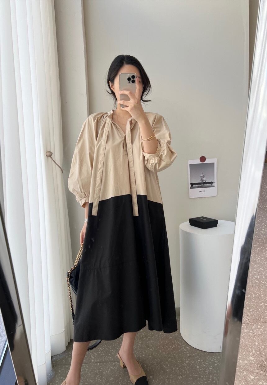 【dress】配色カジュアルワンピース　M18692
