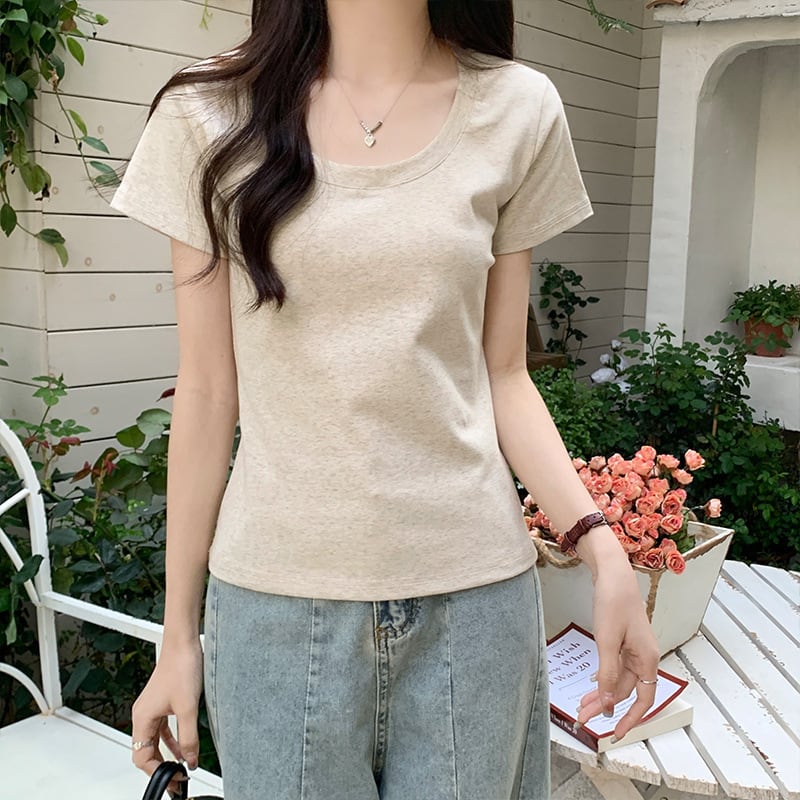 【tops】3色UネックＴシャツF7501