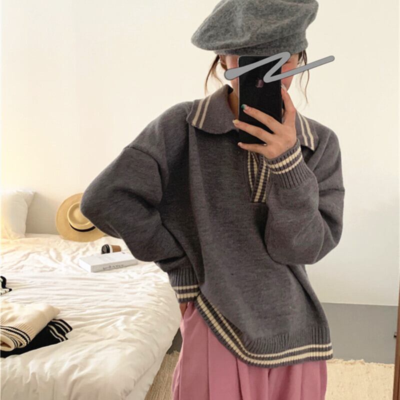【tops】POLOネックニットプルオーバー　M19022