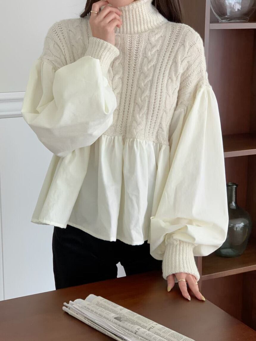 【tops】ドッキングニットトップス　M26829