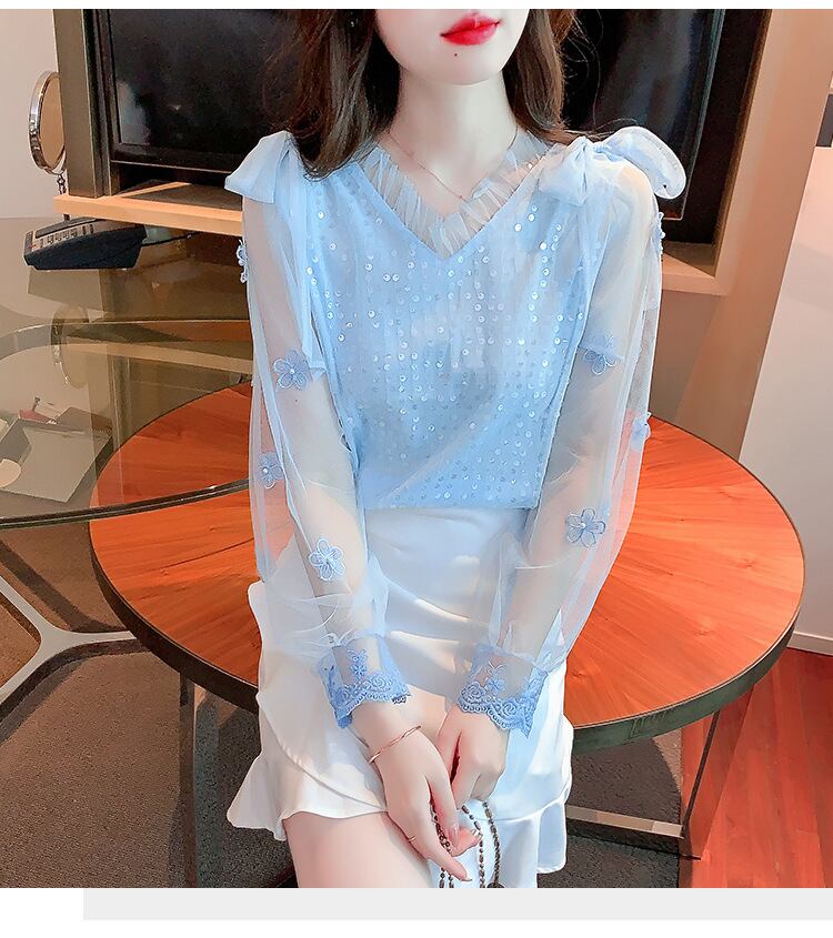 【tops】チュールコンビシャツトップス　M29227