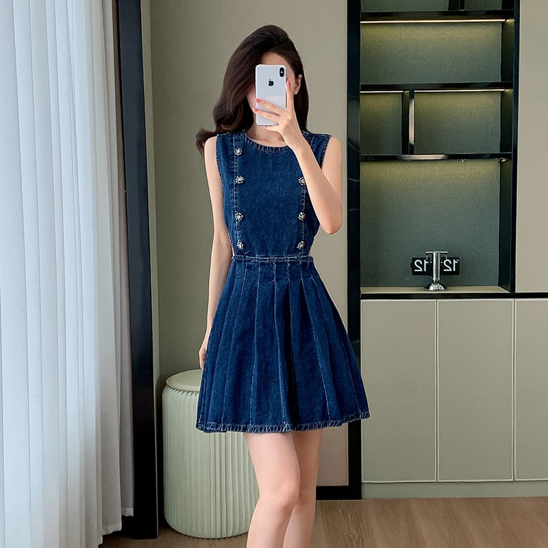 【dress】ノースリーブデニムワンピース　M24160