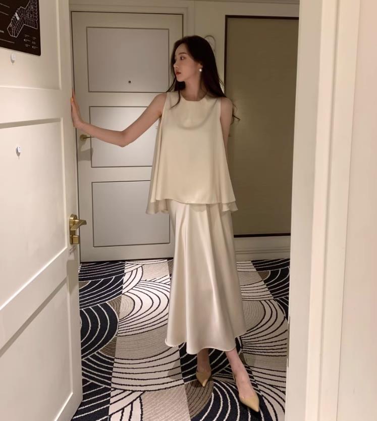 【set】イレギュラータンクトップ+スカート２点セットF7417