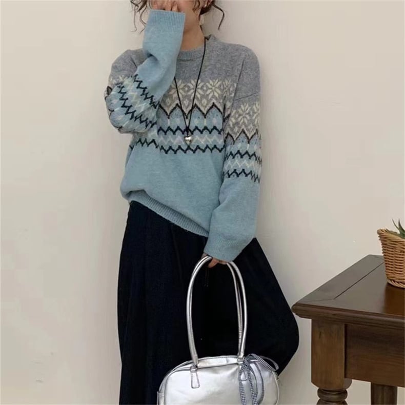 【tops】ジャカードニットセーター　M27137