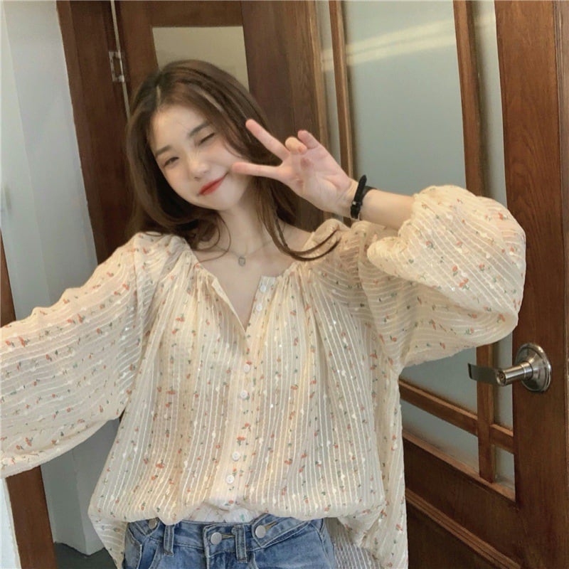 【tops】花柄シャツトップス　M25056