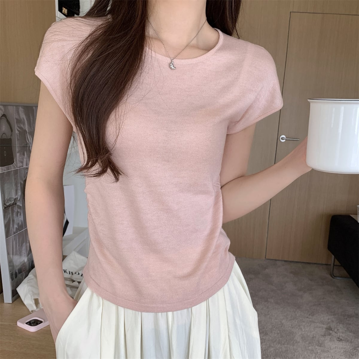【tops】ニットTシャツ　M25142