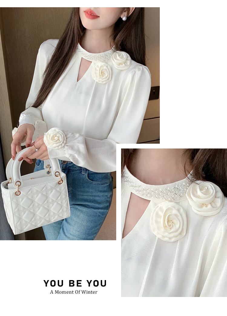 【tops】立体フラワーシャツトップス　M28972