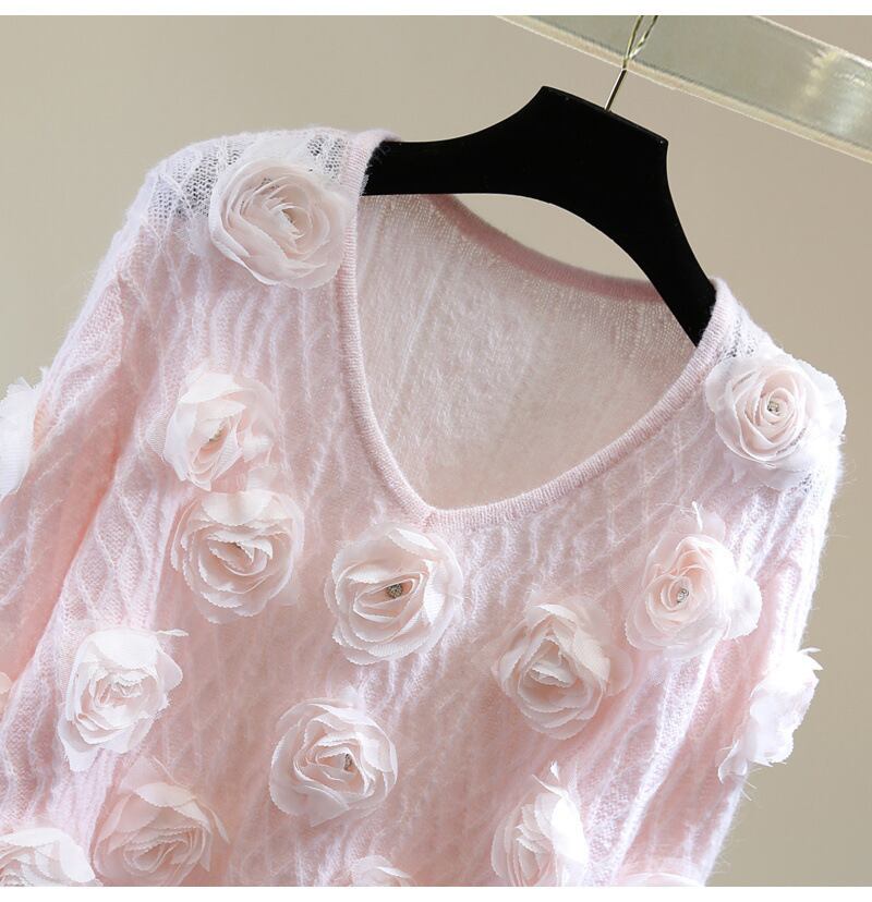 【tops】立体フラワーニットセーター　M29112