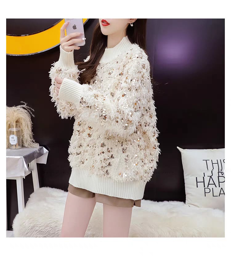 【tops】スパンコールニットセーター　M25751