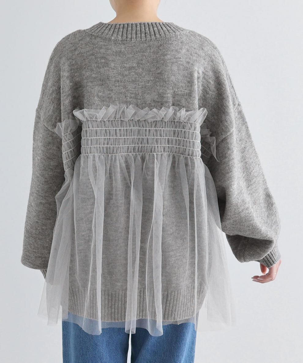 【tops】チュールドッキングニットセーター　M25563