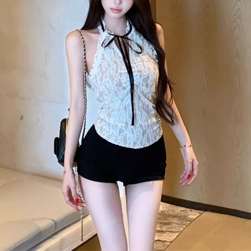 【tops】ホルターネックレーストップス Q8254
