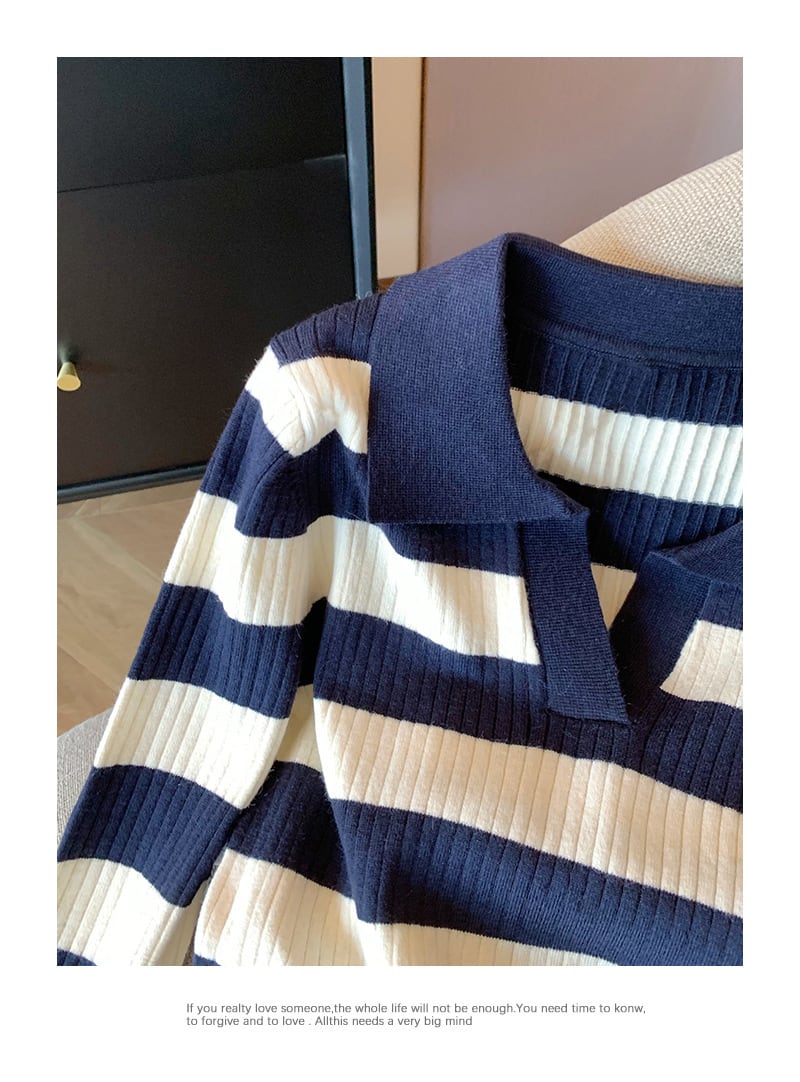 【tops】ボーダー柄ニットトップス　M28919
