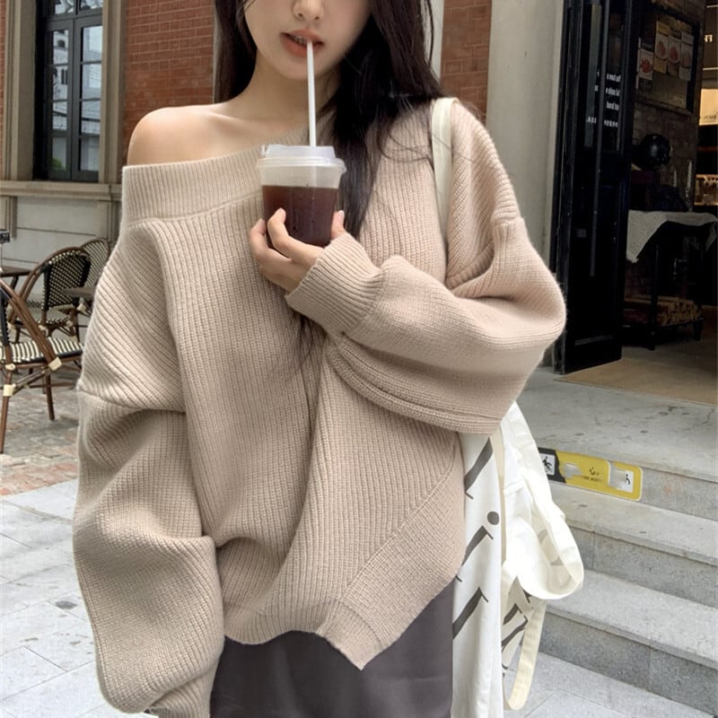 【tops】オフショルダーニットセーター　M27667